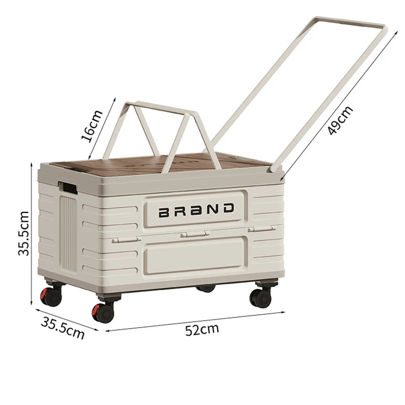 360° Rotating Foldable Storage Cart - Heavy-Duty Mobile Organizer with Silent Wheels for Home & Camping