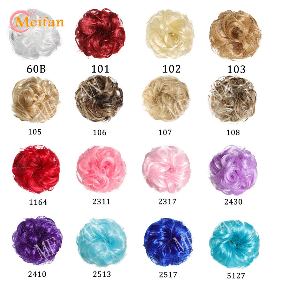 MEIFAN Synthetic Chignon Hair Bun – Elastic Rubber Band Clip-In Updo Ponytail Hair Extension for Women