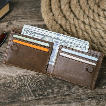 CONTACT'S Genuine Leather Men’s Bifold Slim Wallet – Vintage Thin Card Holder & Money Clip Casual Small Leather Wallet for Men