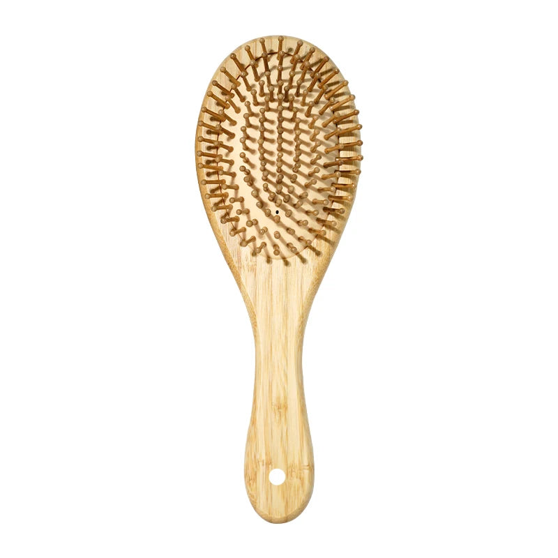 Bamboo Hair Brush with Wide Teeth & Air Bag - Smooth Scalp Massage Comb for Women Hairdressing Styling Tools