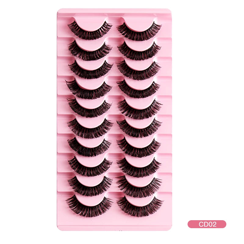 2/10 Pairs 3D Mink Russian Strip False Eyelashes – Dramatic Fake Lash Extensions for Makeup