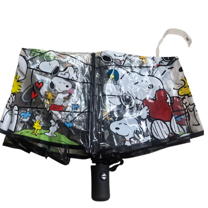 Snoopy Woodstock Folding Umbrella - Transparent Automatic Cartoon 3-Fold Rain Umbrella Gift