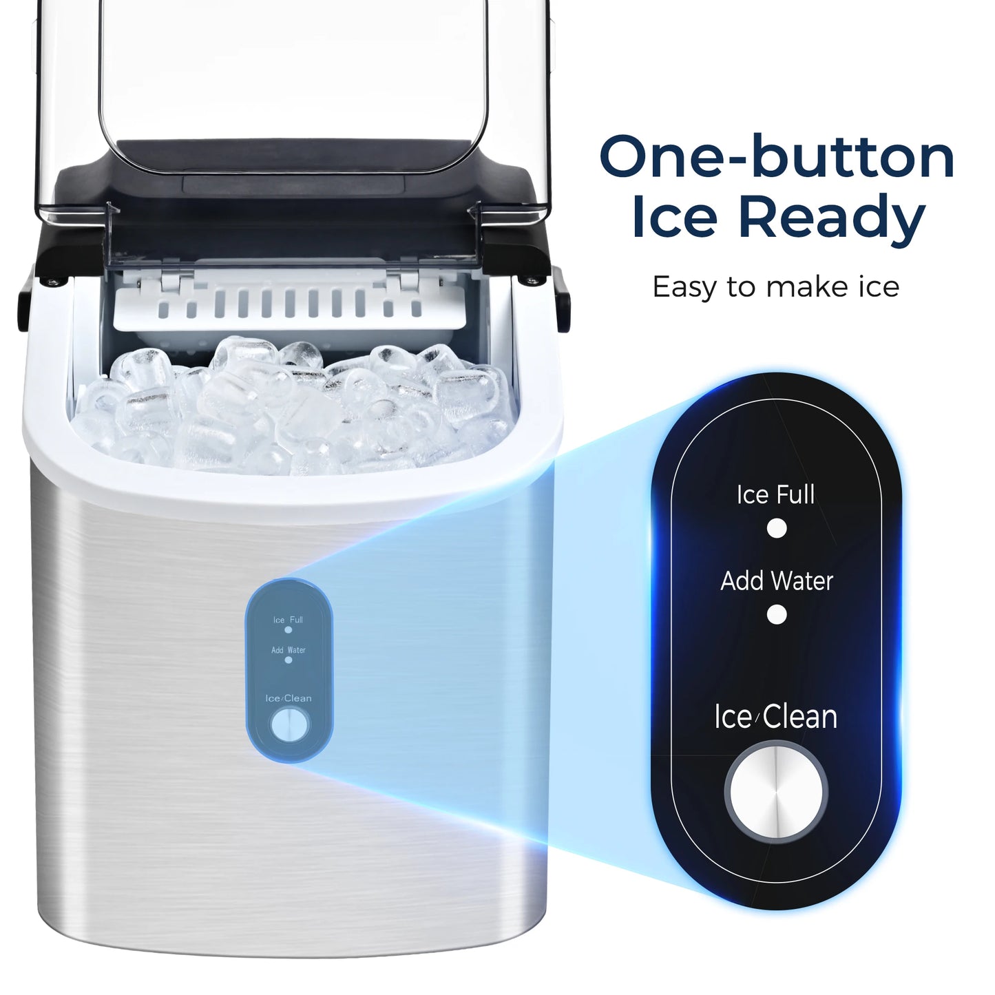SIMZLIFE Portable Ice Maker Machine – 26.5lbs/Day, 9 Cubes in 6 Mins with Auto-Cleaning & Scoop