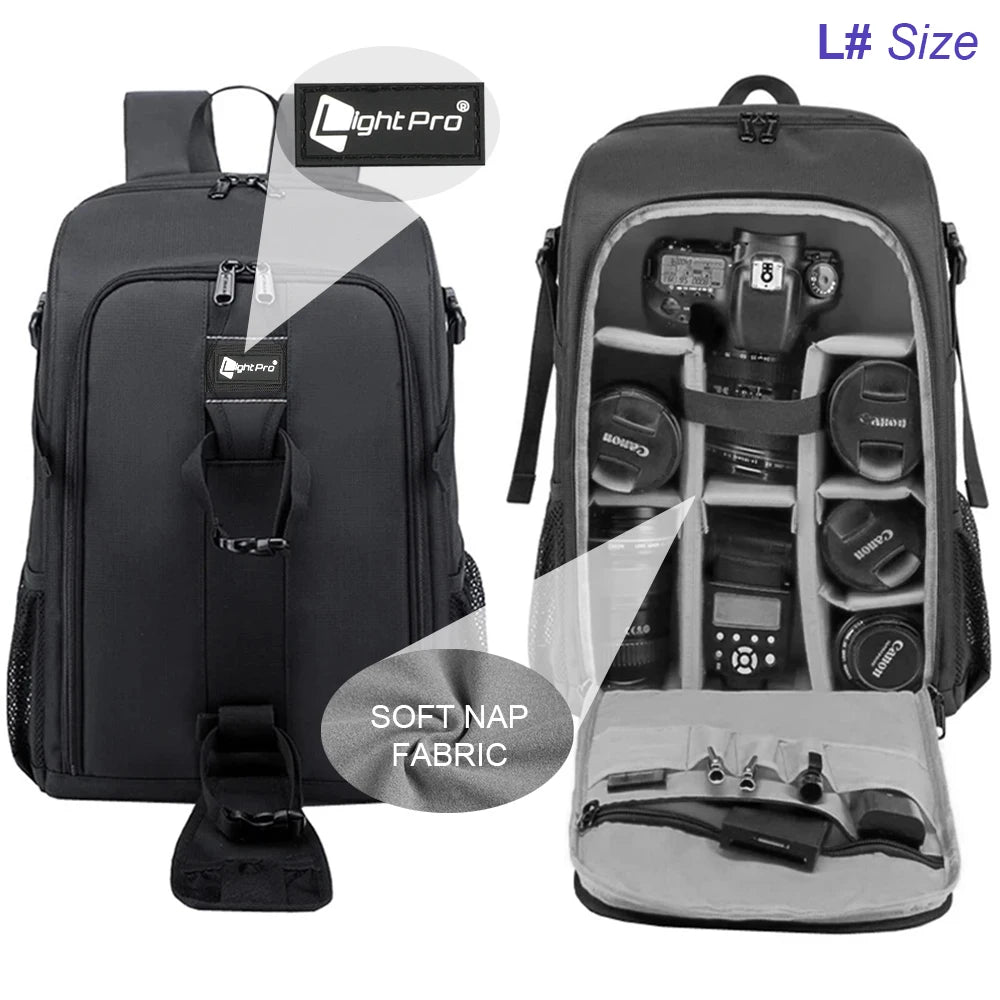 Large Waterproof Camera Backpack — DSLR & Video Tripod Bag with Rain Cover for Canon, Nikon, Sony, Pentax