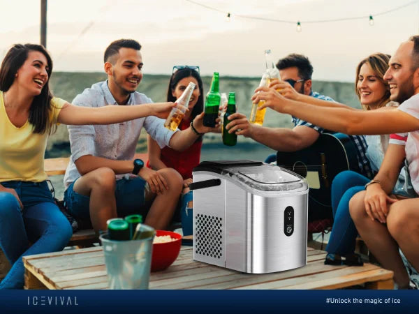 SIMZLIFE Portable Ice Maker Machine – 26.5LBS/Day, 9 Cubes in 6 Mins, Auto-Cleaning for Home, Kitchen & Camping
