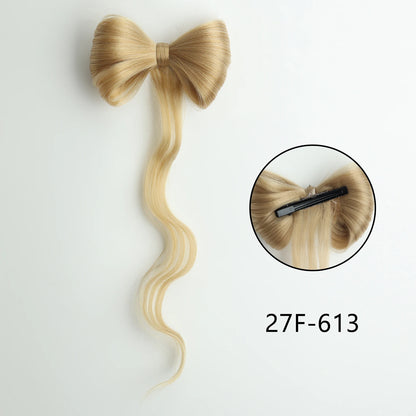 Bowknot Claw Clip Hair Bun – Synthetic Clip-In Hair Extensions for Women’s Daily Use