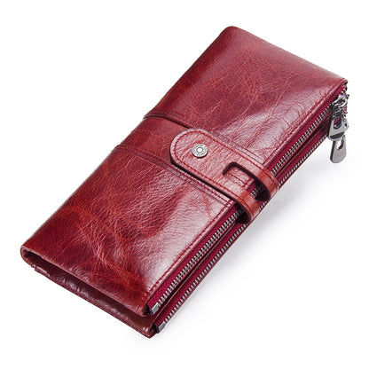 CONTACT'S Men’s Genuine Leather Clutch Wallet – Long Vintage Wallet with Card Holder, Zipper Coin Purse & Money Bag