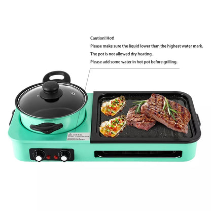 Multifunctional 3-in-1 Electric Grill — Smokeless Korean BBQ, Hot Pot & Non-Stick Baking Pan Multi-Cooker