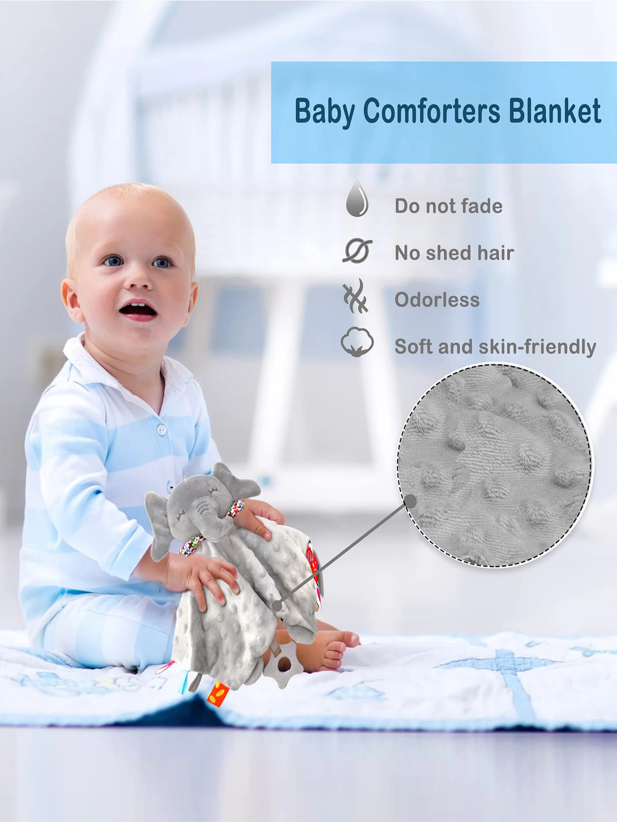 Newborn Baby Animal Comforter - Soft Bunny & Elephant Plush Security Blanket