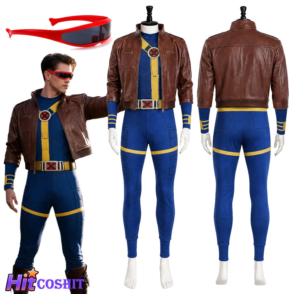 Men's Cyclops Cosplay Costume Set - Roleplay Coat & Glasses Outfit for Halloween, Carnival & Fantasy Events