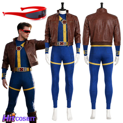Men's Cyclops Cosplay Costume Set - Roleplay Coat & Glasses Outfit for Halloween, Carnival & Fantasy Events
