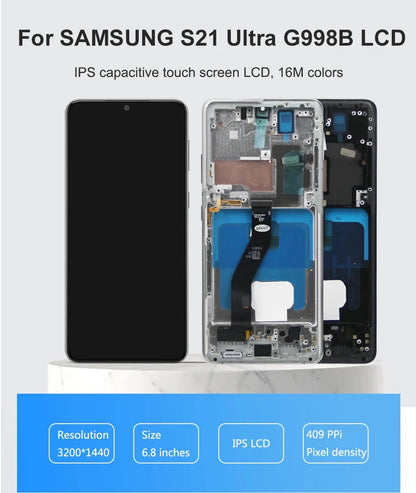 AMOLED Screen Assembly for Samsung Galaxy S21 Ultra 5G G998B LCD Touch Display with Fingerprint Sensor