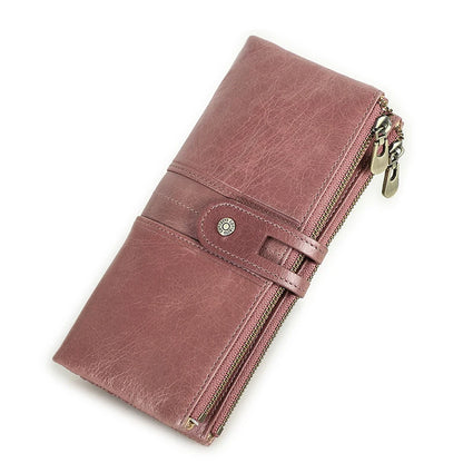 CONTACT'S Men’s Genuine Leather Clutch Wallet – Long Vintage Wallet with Card Holder, Zipper Coin Purse & Money Bag