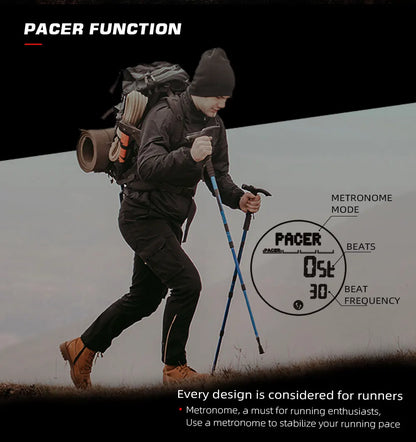 NORTH EDGE ALPS Men's Digital Carbon Fiber Watch Shockproof Military Sports Waterproof 50M Outdoor Compass Wristwatch