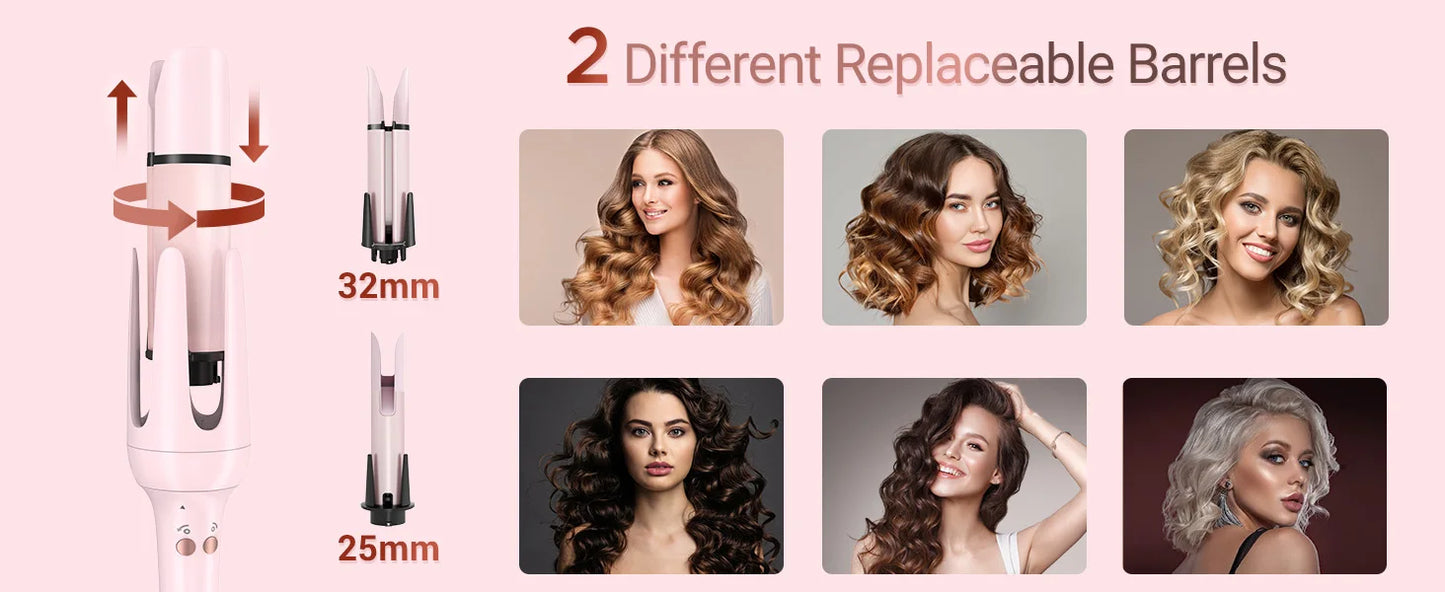 BESTOPE PRO Automatic Curling Iron – Replaceable Hair Curler Wand with 2 Barrel Sizes (1", 1.25") & 3 Temperature Settings Hair Waver