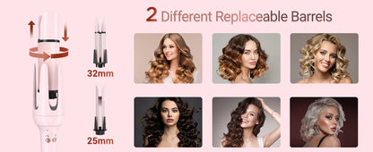 BESTOPE PRO Automatic Curling Iron – Replaceable Hair Curler Wand with 2 Barrel Sizes (1", 1.25") & 3 Temperature Settings Hair Waver