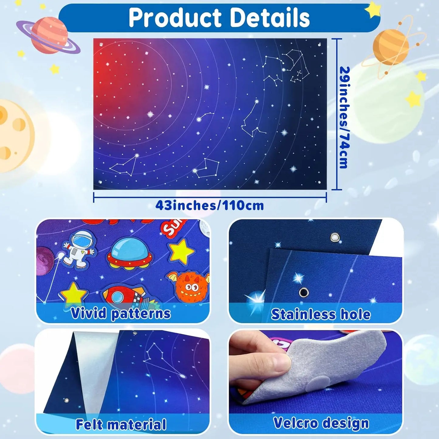 Montessori Felt Board Story Set – Outer Space Learning Activities, Preschool Educational Toy & Party Decoration