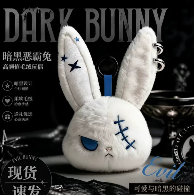 Dark Bunny Gothic Plush Toy - Cute Rebel Rabbit Doll and Keychain Pendant for Backpack Decor and Gifting