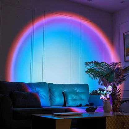 Rainbow Projection Lamp - USB Sunset Atmosphere Light with Multi-Angle Rotation for Home & Bedroom