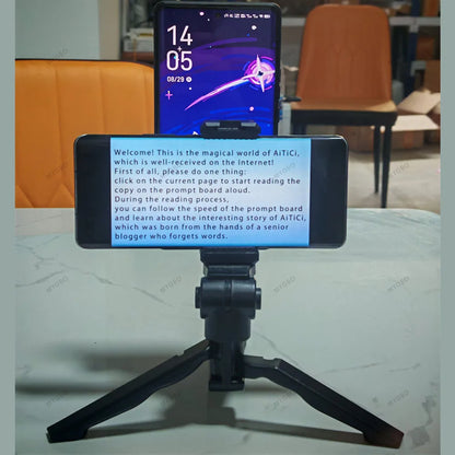 Teleprompter Clip for Phone – Live Broadcast Desktop Handheld Stand, Video Subtitle & Speech Reading Tripod Accessories