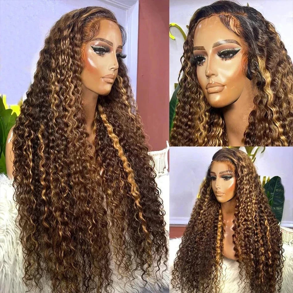 Invisi-Strap 360 Full Lace Human Hair Wig – Pre-Plucked Deep Curly, 250% Density, HD Lace Frontal Colored Wig