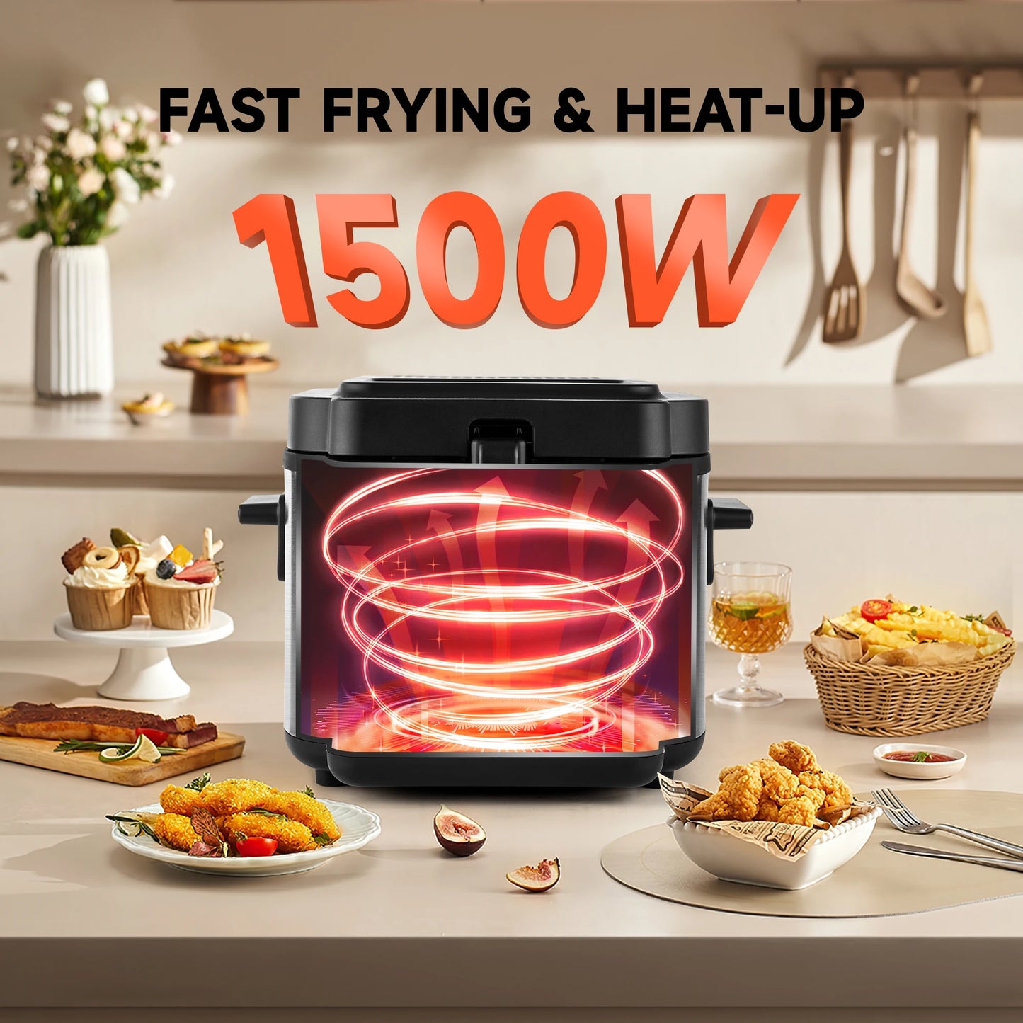 2.5L Electric Deep Fryer – Large Capacity Oil Frying Machine for Fried Chicken, Fries, Commercial & Countertop Use