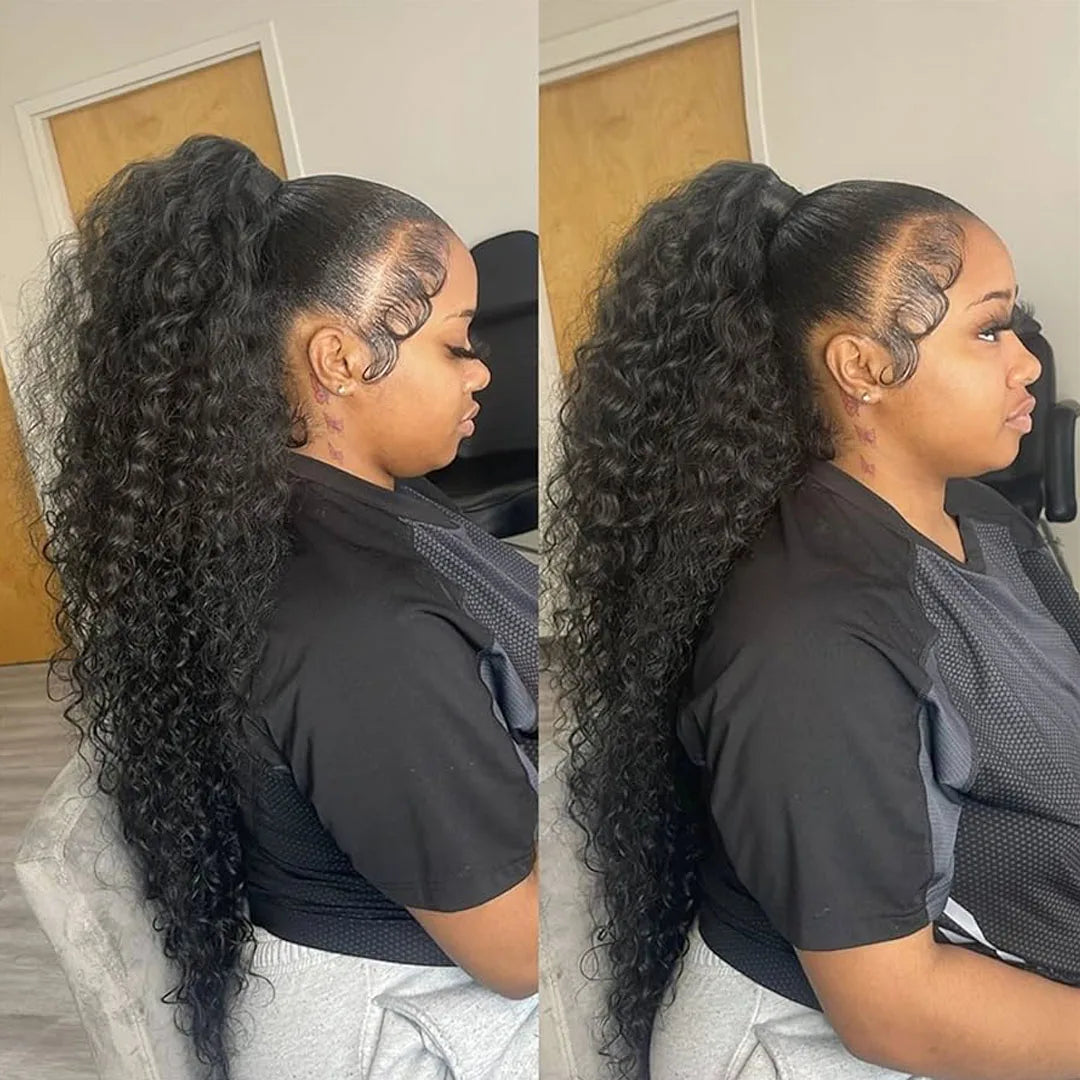 250 Density 360 Full HD Lace Front Human Hair Wig – 30 Inch Pre-Plucked Glueless Deep Curly Wave 13x6 Frontal Wig