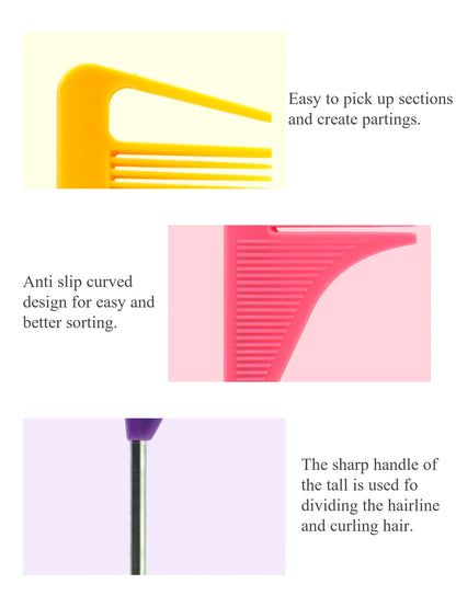 Pro Pointed Tail Comb – Anti-Static Hair Styling Brush, Steel Needle Pin Rat Tail Comb for Salon & Barber Accessories