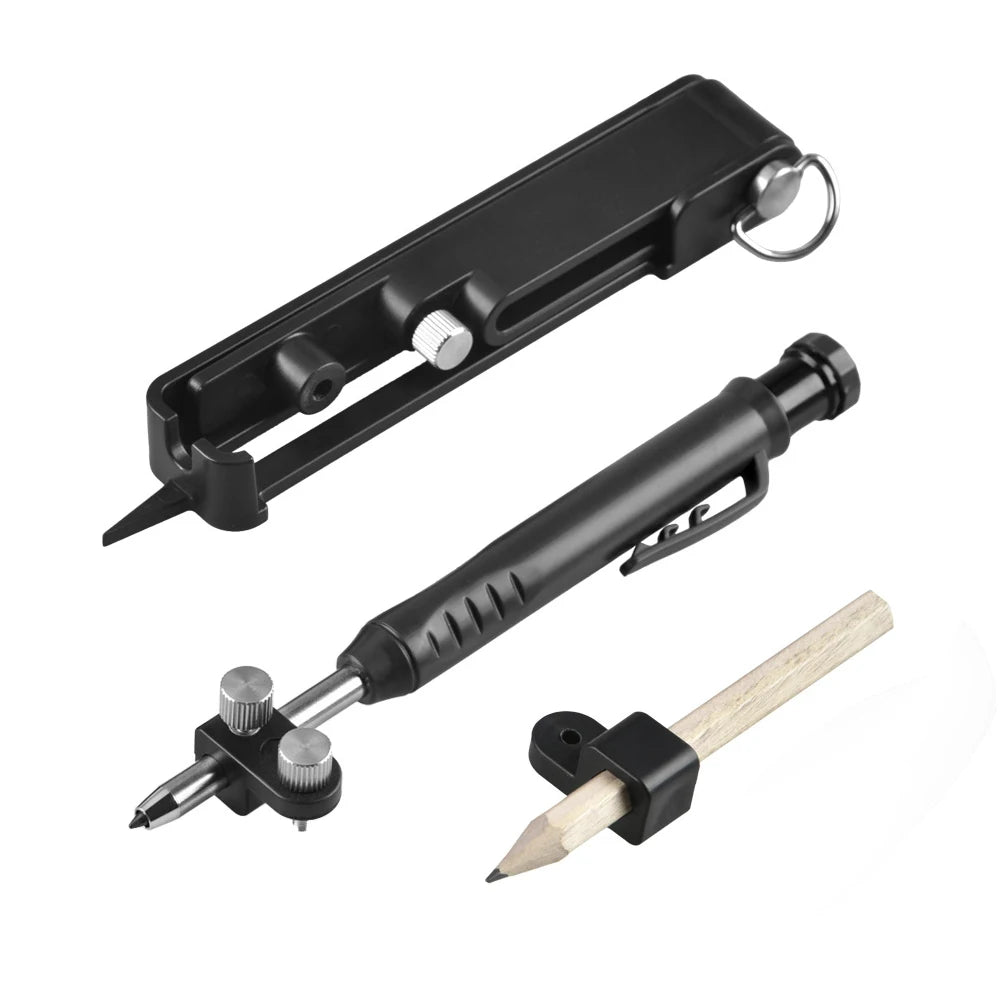 Multi-Function Scribing Tool: Construction Pencil DIY Woodworking Compass - Contour Gauge Scriber Line Maker & Measuring Tool