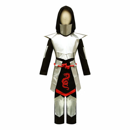 2025 Kids Dragon Ninja Costume – Silver Ninja Halloween Cosplay Outfit for Boys
