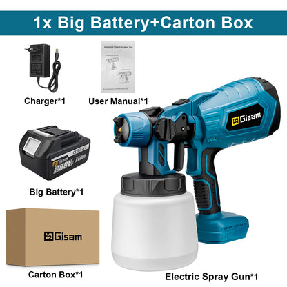 1000ML Cordless Electric Spray Gun – High Power HVLP Paint Sprayer for Auto, Furniture, Steel Coating, Compatible with Makita 18V Battery
