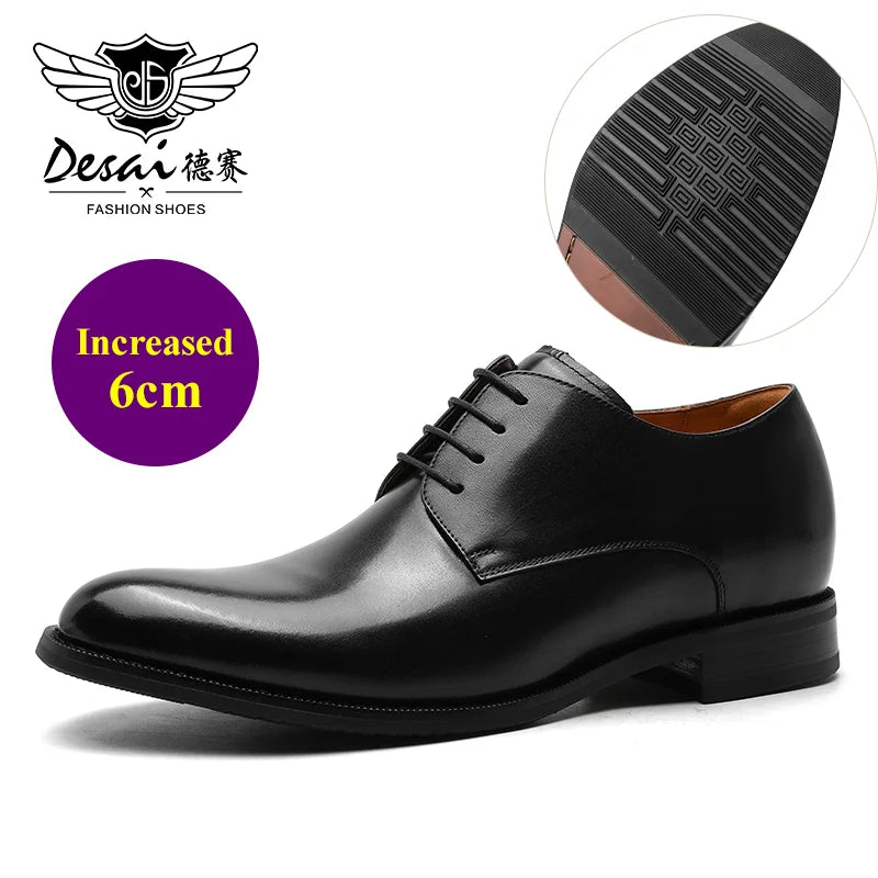 Men’s Genuine Leather Derby Shoes - Classic Business Dress and Casual Footwear for Office and Special Occasions