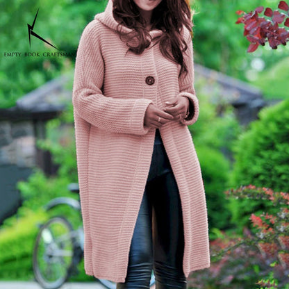 New Autumn/Winter Cashmere Cardigan – Women's Loose Long Sleeve Sweater, Solid Color Knitted & Thickened Top