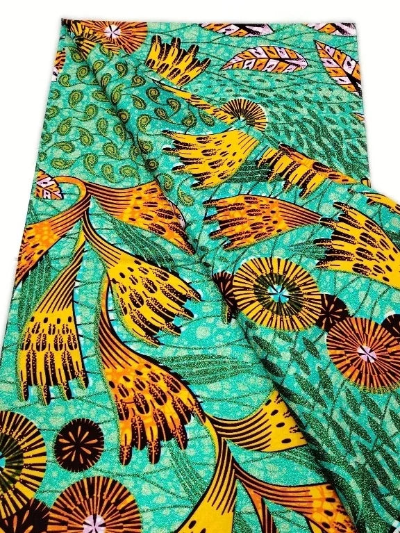 Original African Wax Print Fabric - 6 Yards 100% Cotton Nigerian Ankara Sewing Material for Women’s Dresses