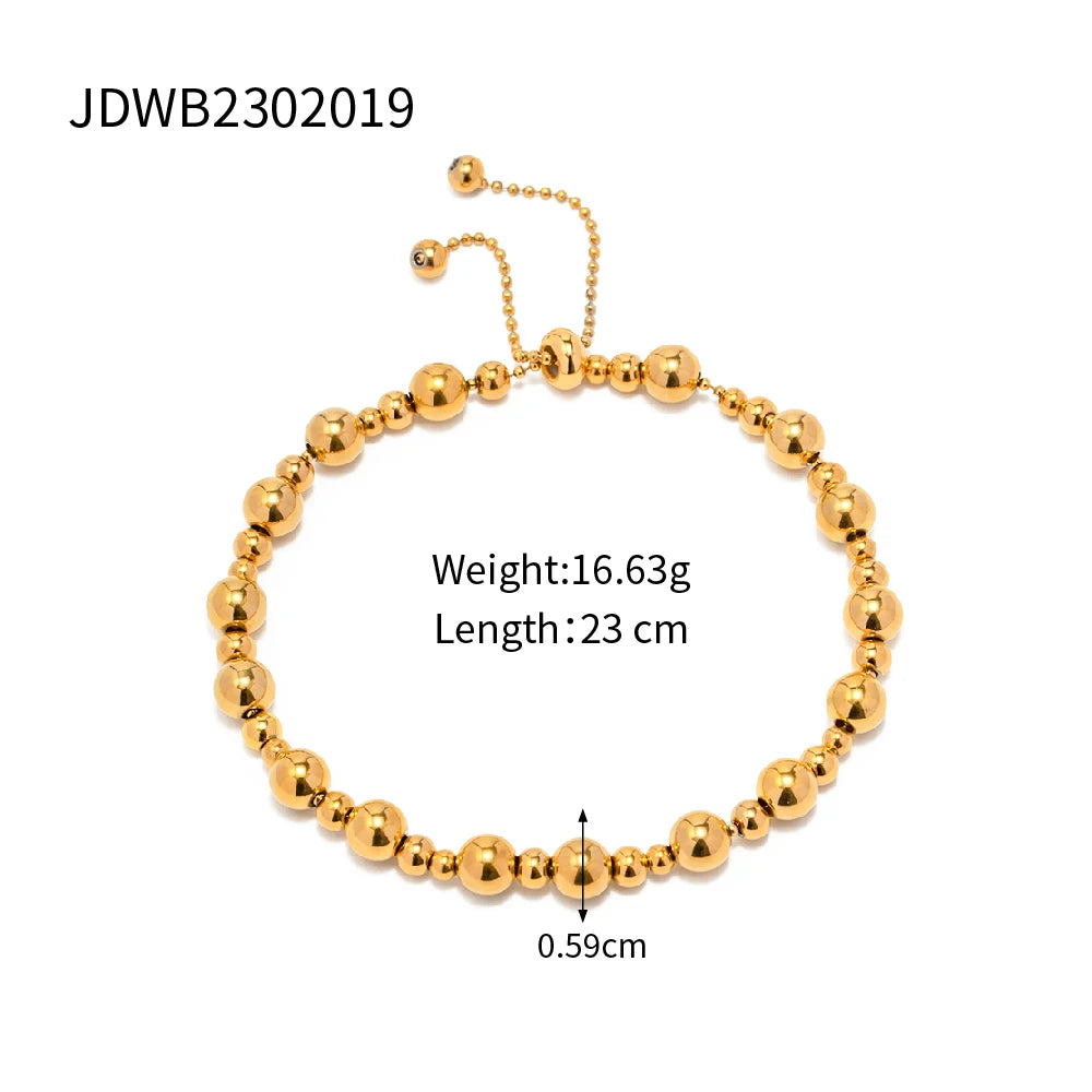 Uworld Stainless Steel Bead Chain Bangle Bracelet – Waterproof Gold Tone Fashion Jewelry for Men & Women, Trendy Statement Design