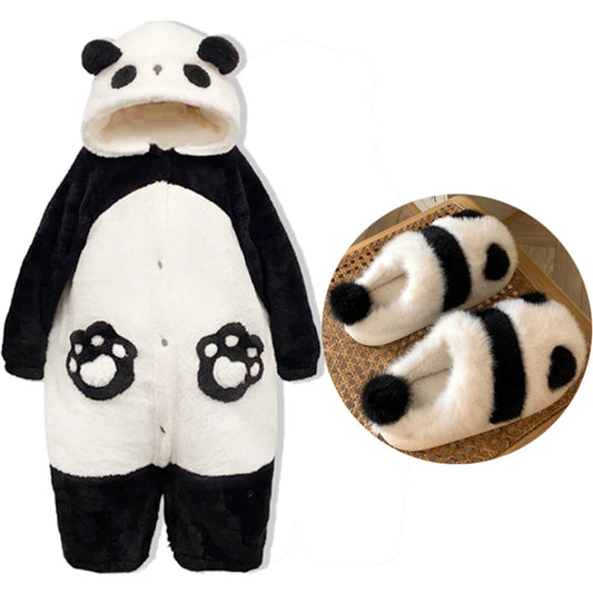 Winter Unisex Panda Robe Costume – Kigurumi Onesie, Unicorn Cosplay Pajamas, Animal Sleepwear Jumpsuit for Adults