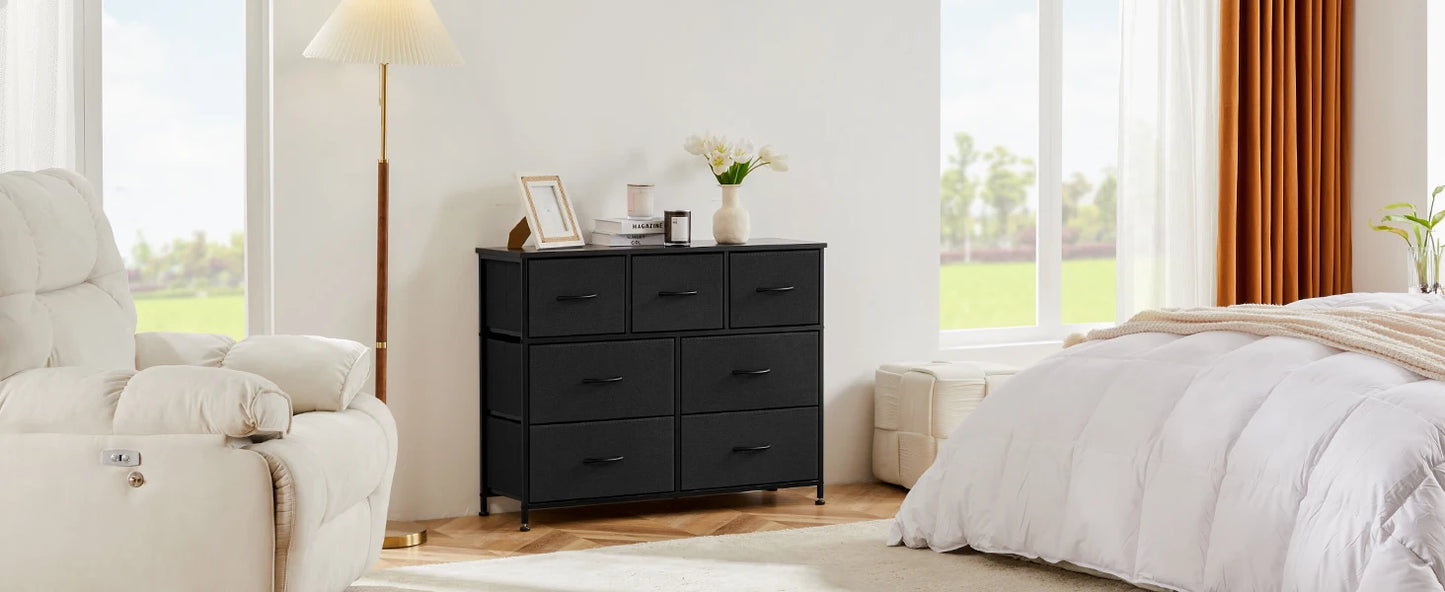 Bedroom Dresser with 7 Fabric Drawers – Organizer Storage Closet & Clothes Display Cabinet for Living Room