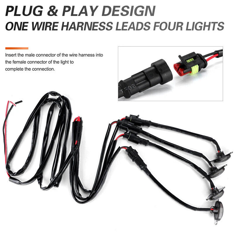 Universal 12V Car LED Grille Lights - Smoked Amber and White 12-LED Eagle Eye Lamps for Off-Road, SUVs, Ford, Toyota