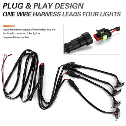 Universal 12V Car LED Grille Lights - Smoked Amber and White 12-LED Eagle Eye Lamps for Off-Road, SUVs, Ford, Toyota