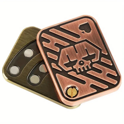 Metal Skull Push Slider Stress Relief Toy - EDC Magnetic Spinning Top for Adults, Portable Decompression Gift