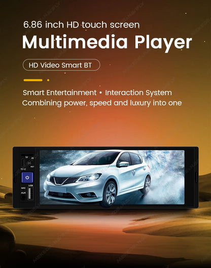 NaviFly 6.86" 1-DIN MP5 Car Stereo — Wireless CarPlay & Android Auto Multimedia Player with BT & FM