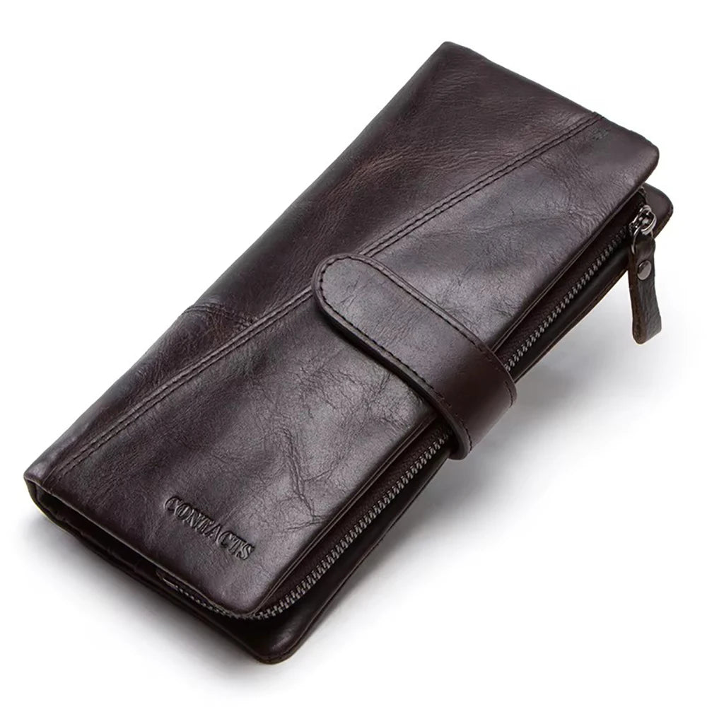 Women's Genuine Leather Long Wallet – Fashion Clutch with Coin Purse, Card Holder & Phone Pocket by Contact's