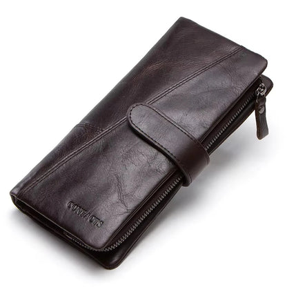 Women's Genuine Leather Long Wallet – Fashion Clutch with Coin Purse, Card Holder & Phone Pocket by Contact's