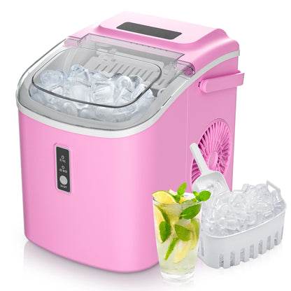 SIMZLIFE Portable Ice Maker Machine – 26.5lbs/Day, 9 Cubes in 6 Mins with Auto-Cleaning & Scoop