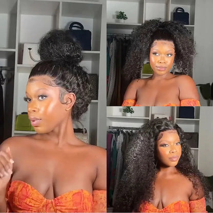 250 Density 360 Full HD Lace Front Human Hair Wig – 30 Inch Pre-Plucked Glueless Deep Curly Wave 13x6 Frontal Wig