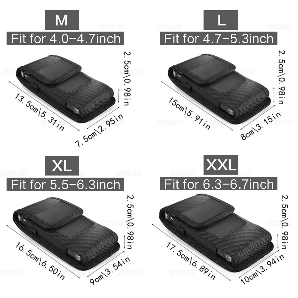 Vertical Nylon Cell Phone Belt Clip Holster Pouch: Wallet Card Holder Case Cover for 4.0inch-6.7inch Phones - iPhone, Samsung, and More