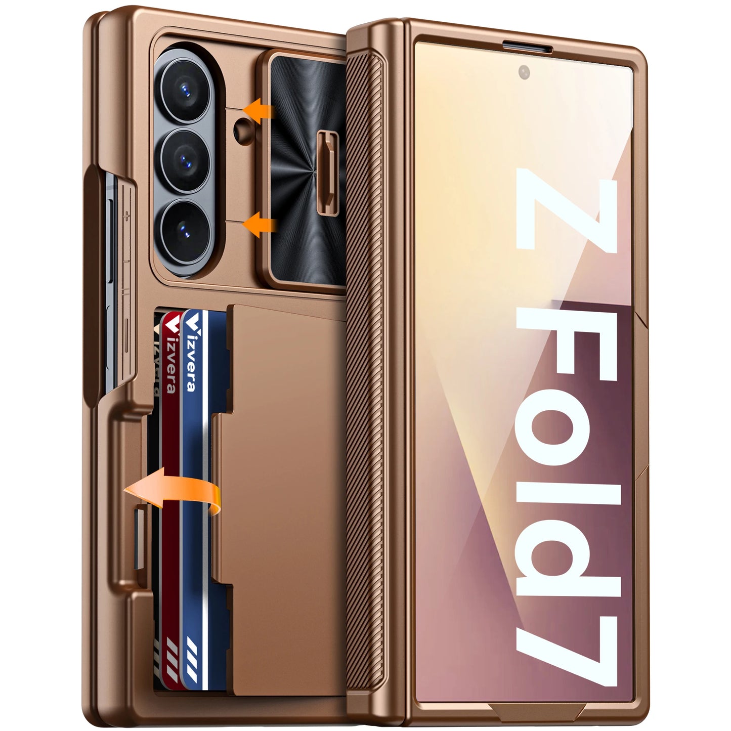 Samsung Galaxy Z Fold 7 Case – Black Shockproof Silicone Wallet with RFID Card Holder, Hinge & Camera Protection