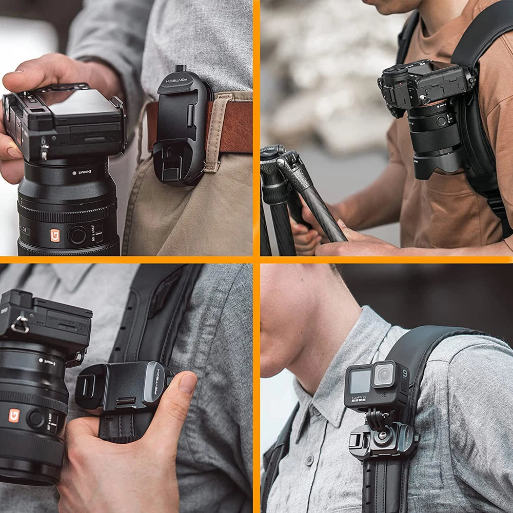 PGYTECH Beetle Camera Clip with Plate — Quick Release System for Sony, Nikon, DSLR & Action Cameras with Backpack Strap Mount