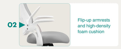 Mesh Ergonomic Office Chair – Adjustable Headrest, Flip-Up Arms, Comfortable Lumbar Support for Home & Office