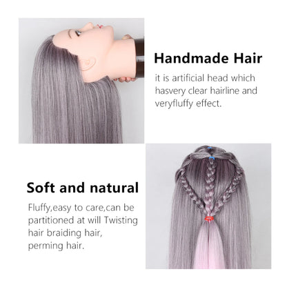 Mannequin Head with Long Synthetic Hair – Hairdresser Training Doll for Braiding & Styling Practice